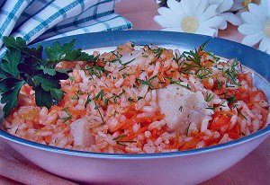 Плов с морскими гребешками